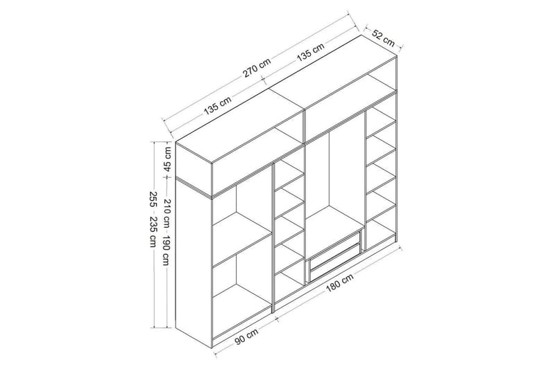 Fruitland Garderob 270 cm - Grå/Vit - Förvaring - Sko- & klädförvaring - Garderober & garderobssystem
