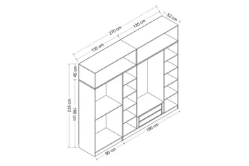 Fruitland Garderob 270 cm - Vit - Förvaring - Sko- & klädförvaring - Garderober & garderobssystem