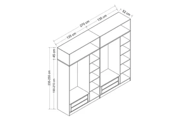 Fruitland Garderob 270 cm - Vit - Förvaring - Sko- & klädförvaring - Garderober & garderobssystem