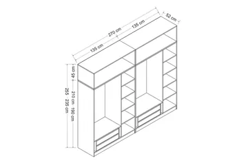Fruitland Garderob 270 cm - Vit - Förvaring - Sko- & klädförvaring - Garderober & garderobssystem