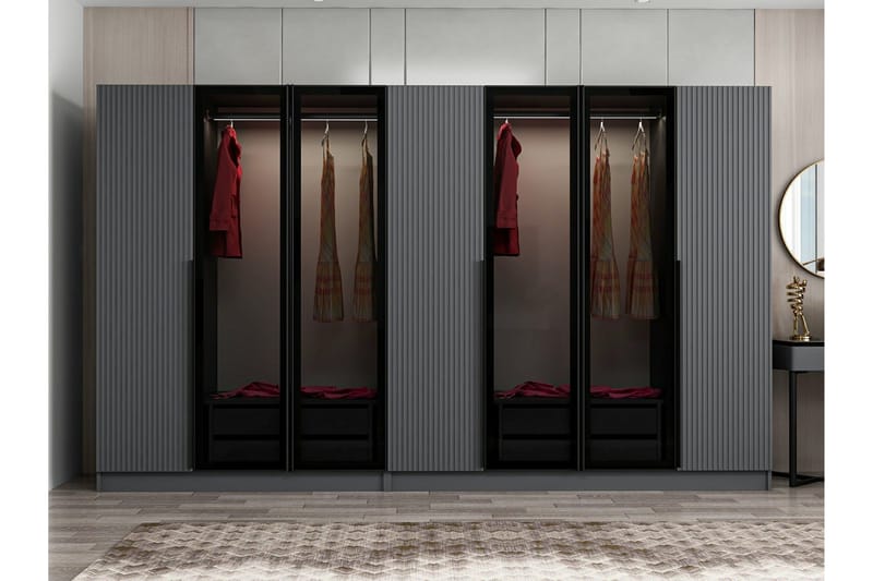 Fruitland Garderob 315 cm - Antracit - Förvaring - Sko- & klädförvaring - Garderober & garderobssystem