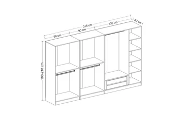 Fruitland Garderob 315 cm - Ek - Förvaring - Sko- & klädförvaring - Garderober & garderobssystem