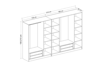 Fruitland Garderob 315 cm - Ek - Förvaring - Sko- & klädförvaring - Garderober & garderobssystem
