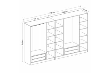Fruitland Garderob 315 cm - Vit - Förvaring - Sko- & klädförvaring - Garderober & garderobssystem