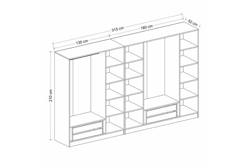 Fruitland Garderob 315 cm - Vit - Förvaring - Sko- & klädförvaring - Garderober & garderobssystem