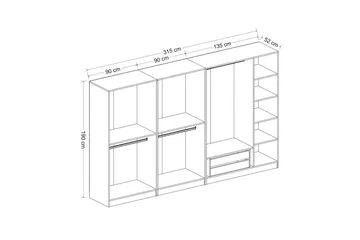 Fruitland Garderob 315 cm - Vit - Förvaring - Sko- & klädförvaring - Garderober & garderobssystem