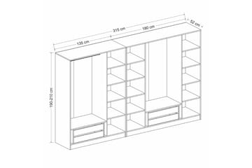 Fruitland Garderob 315 cm - Vit - Förvaring - Sko- & klädförvaring - Garderober & garderobssystem