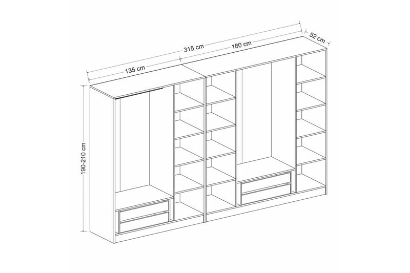 Fruitland Garderob 315 cm - Vit - Förvaring - Sko- & klädförvaring - Garderober & garderobssystem