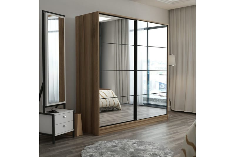 Fruitland Garderob med Spegel - Brun - Förvaring - Sko- & klädförvaring - Garderober & garderobssystem