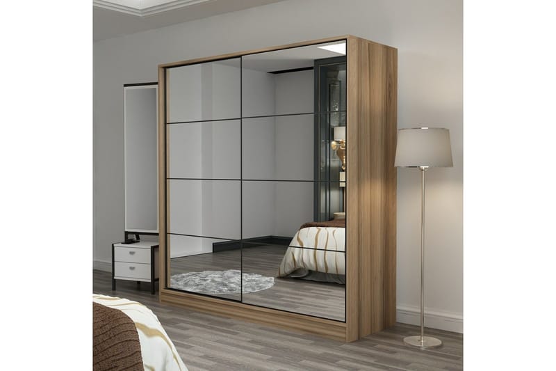 Fruitland Garderob med Spegel - Brun - Förvaring - Sko- & klädförvaring - Garderober & garderobssystem