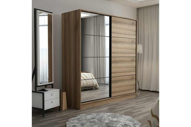 Fruitland Garderob med Spegel - Brun - Förvaring - Sko- & klädförvaring - Garderober & garderobssystem