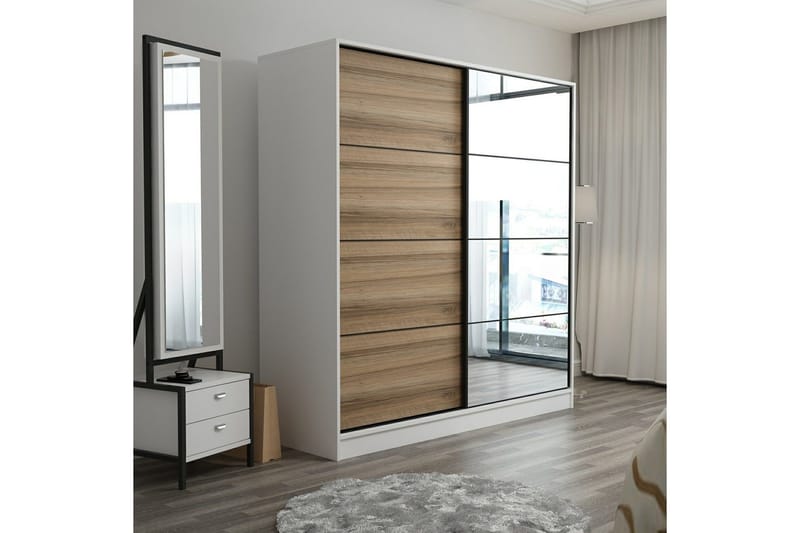 Fruitland Garderob med Spegel - Brun - Förvaring - Sko- & klädförvaring - Garderober & garderobssystem