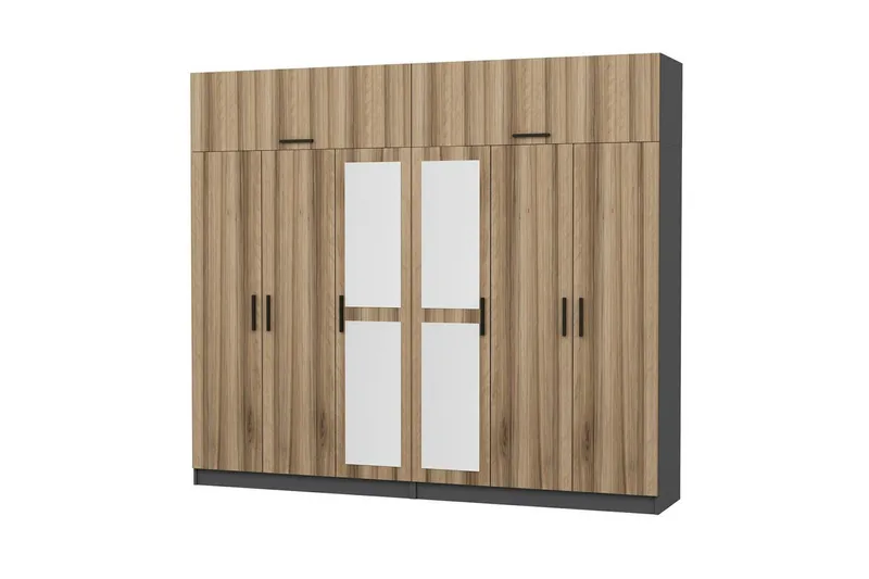 Fruitland Garderob med Spegel - Brun/Grå - Förvaring - Sko- & klädförvaring - Garderober & garderobssystem