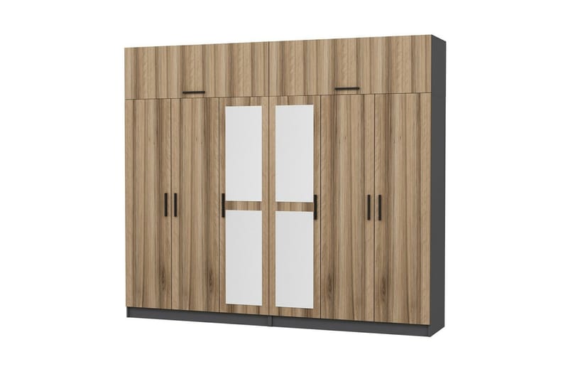 Fruitland Garderob med Spegel - Brun/Grå - Förvaring - Sko- & klädförvaring - Garderober & garderobssystem