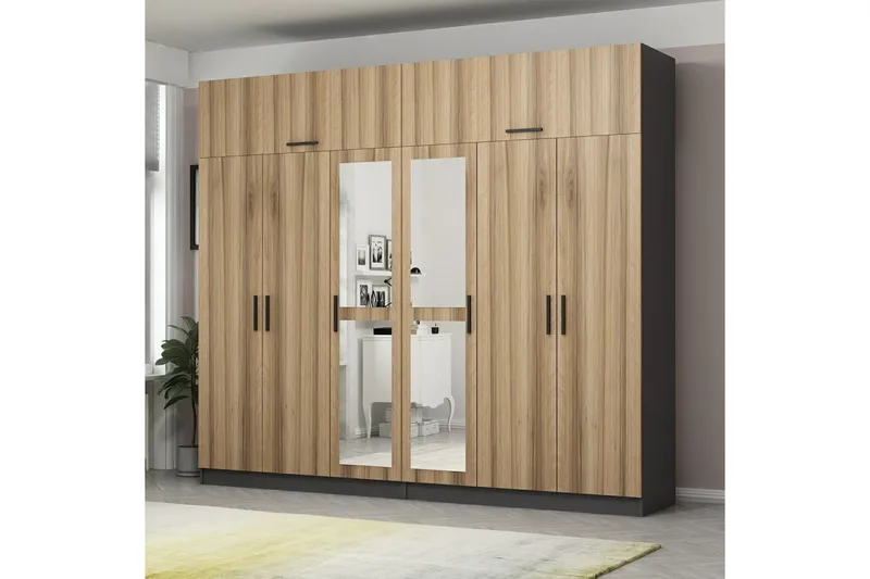 Fruitland Garderob med Spegel, Brun/Grå