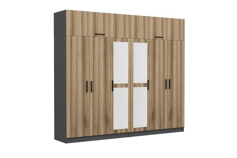 Fruitland Garderob med Spegel - Brun/Grå - Förvaring - Sko- & klädförvaring - Garderober & garderobssystem