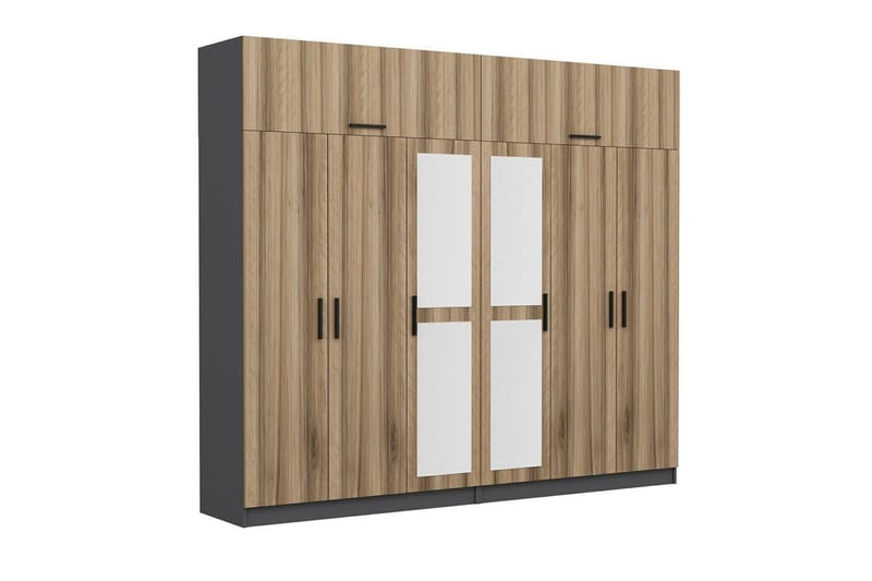 Fruitland Garderob med Spegel - Brun/Grå - Förvaring - Sko- & klädförvaring - Garderober & garderobssystem