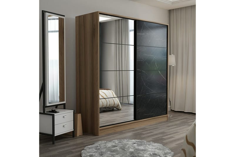 Fruitland Garderob med Spegel - Svart - Förvaring - Sko- & klädförvaring - Garderober & garderobssystem