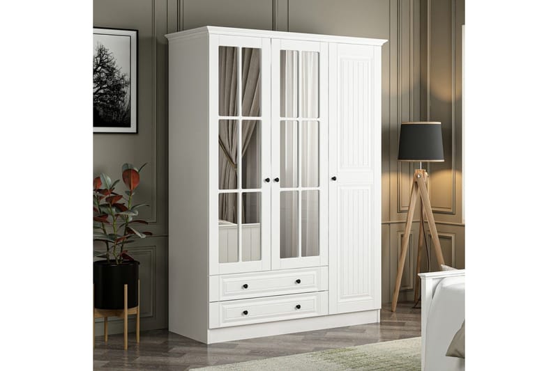 Fruitland Garderob med Spegel - Vit - Förvaring - Sko- & klädförvaring - Garderober & garderobssystem