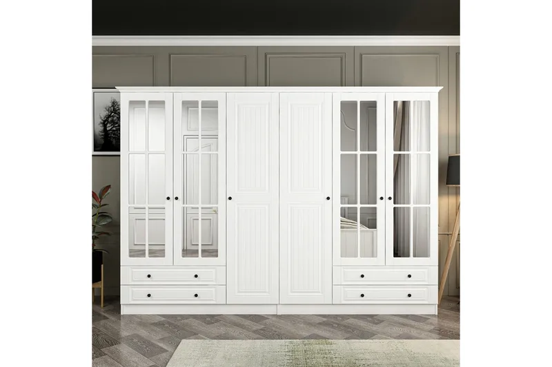 Fruitland Garderob med Spegel, Vit