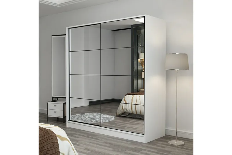 Fruitland Garderob med Spegel - Vit - Förvaring - Sko- & klädförvaring - Garderober & garderobssystem