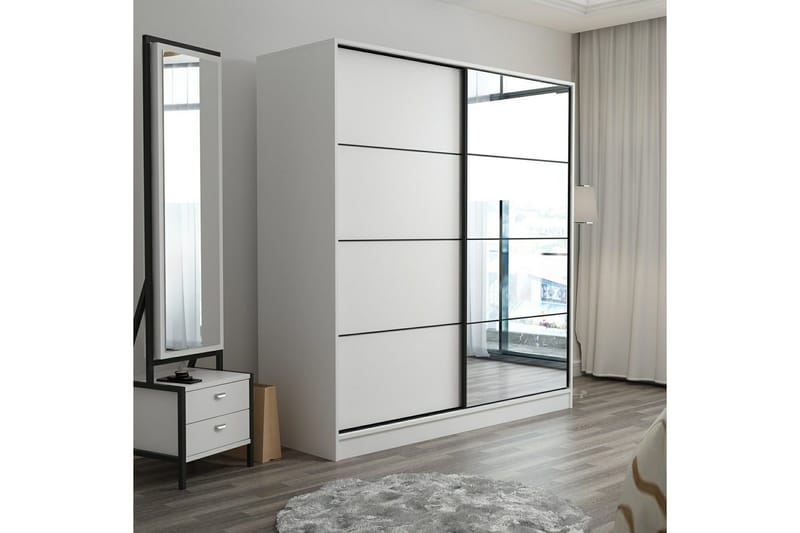 Fruitland Garderob med Spegel - Vit - Förvaring - Sko- & klädförvaring - Garderober & garderobssystem