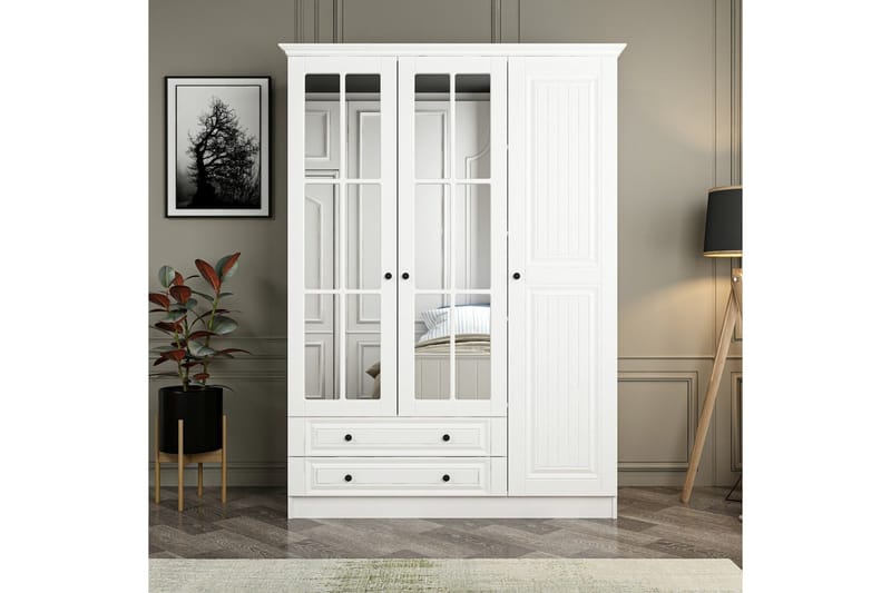 Fruitland Garderob med Spegel - Vit - Förvaring - Sko- & klädförvaring - Garderober & garderobssystem