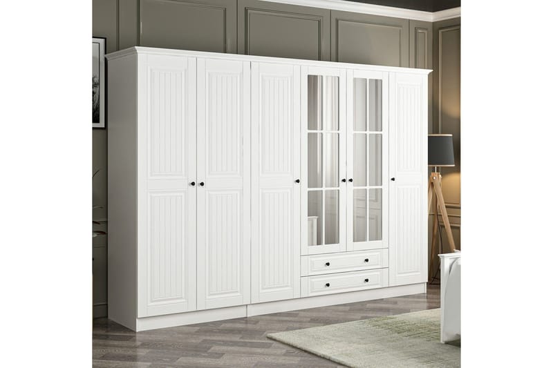 Fruitland Garderob med Spegel - Vit - Förvaring - Sko- & klädförvaring - Garderober & garderobssystem