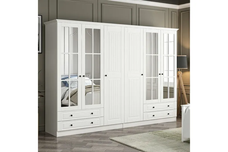 Fruitland Garderob med Spegel - Vit - Förvaring - Sko- & klädförvaring - Garderober & garderobssystem