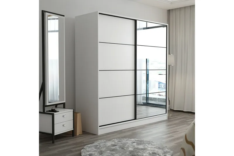 Fruitland Garderob med Spegel - Vit - Förvaring - Sko- & klädförvaring - Garderober & garderobssystem