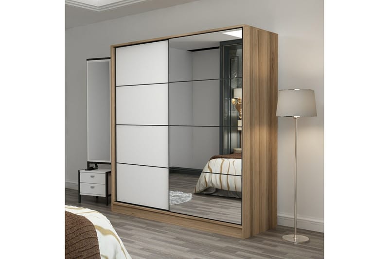 Fruitland Garderob med Spegel - Vit/Brun - Förvaring - Sko- & klädförvaring - Garderober & garderobssystem