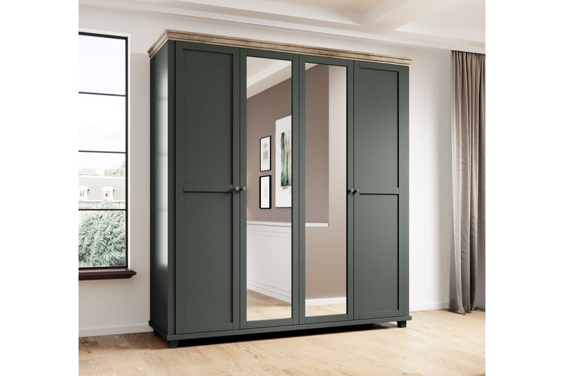 FULTONHAM Garderob 62x108 cm Grön/Natur - Förvaring - Sko- & klädförvaring - Garderober & garderobssystem