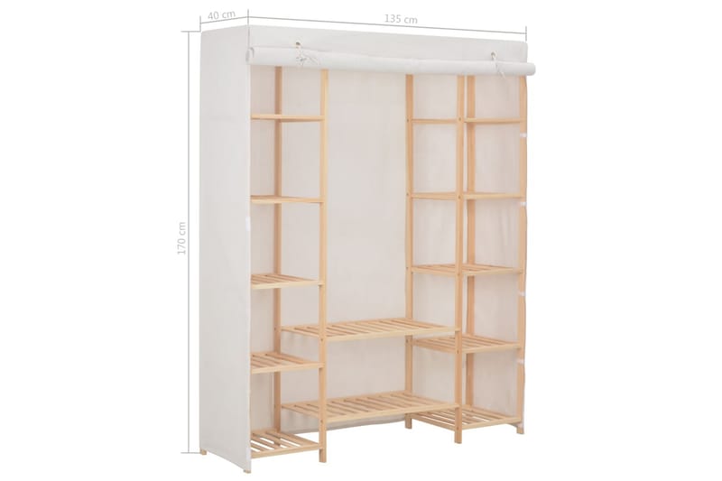 Garderob 135x40x170 cm vit tyg - Vit - Förvaring - Sko- & klädförvaring - Garderober & garderobssystem