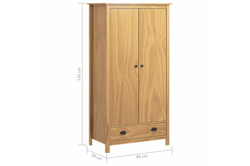 Garderob 2 dörrar Hill Range 89x50x170 cm massiv furu - Brun - Förvaring - Sko- & klädförvaring - Garderober & garderobssystem