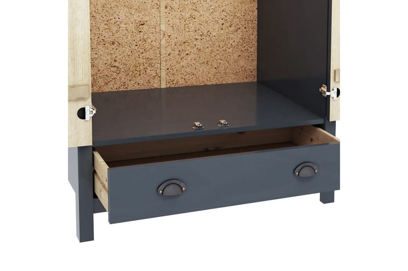 Garderob 2 dörrar Hill Range grå 89x50x170 cm massiv furu - Grå - Förvaring - Sko- & klädförvaring - Garderober & garderobssystem