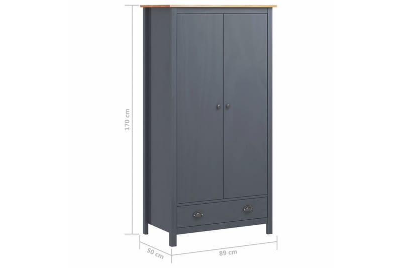 Garderob 2 dörrar Hill Range grå 89x50x170 cm massiv furu - Grå - Förvaring - Sko- & klädförvaring - Garderober & garderobssystem