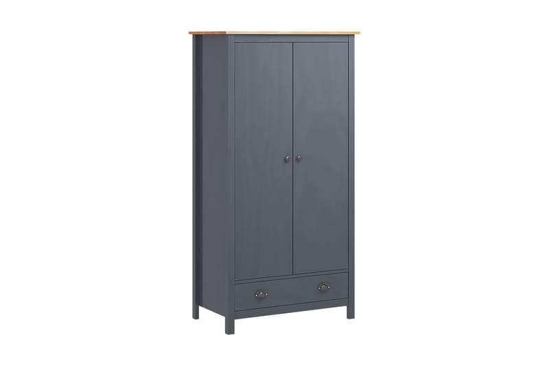 Garderob 2 dörrar Hill Range grå 89x50x170 cm massiv furu - Grå - Förvaring - Sko- & klädförvaring - Garderober & garderobssystem