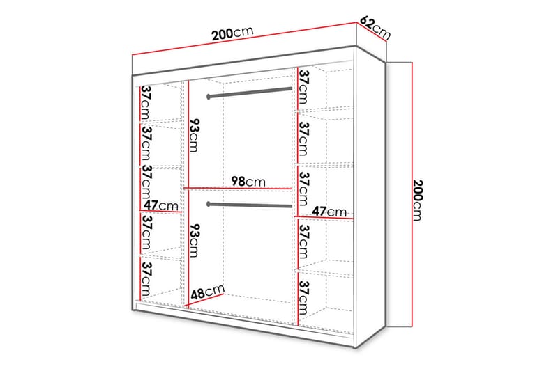 Garderob 200 - Vit|Svart - Förvaring - Sko- & klädförvaring - Garderober & garderobssystem