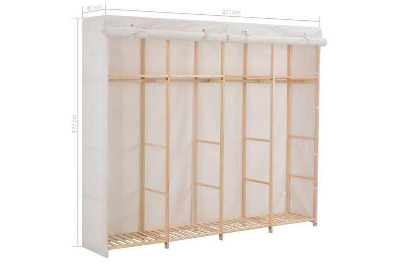 Garderob 200x40x170 cm vit tyg - Vit - Förvaring - Sko- & klädförvaring - Garderober & garderobssystem
