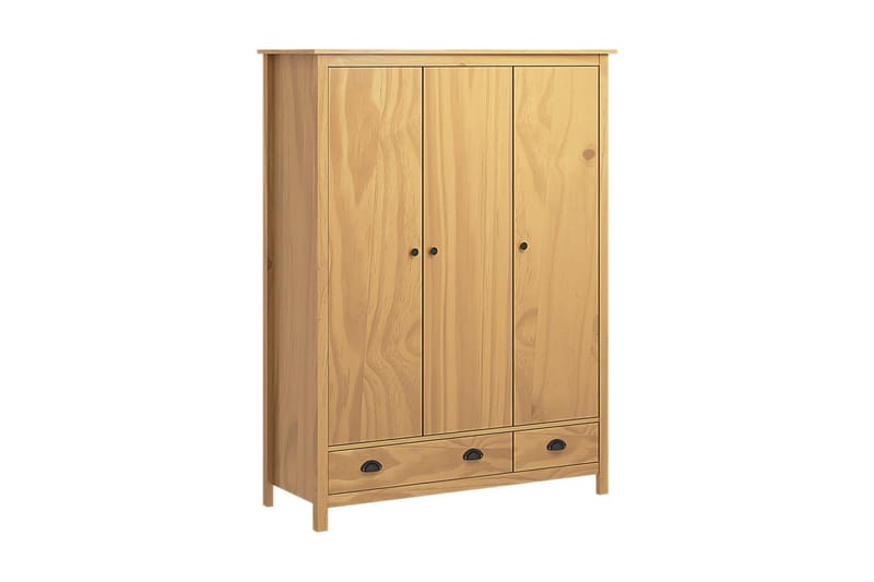 Garderob 3 dörrar Hill Range 127x50x170 cm massiv furu - Brun - Förvaring - Sko- & klädförvaring - Garderober & garderobssystem