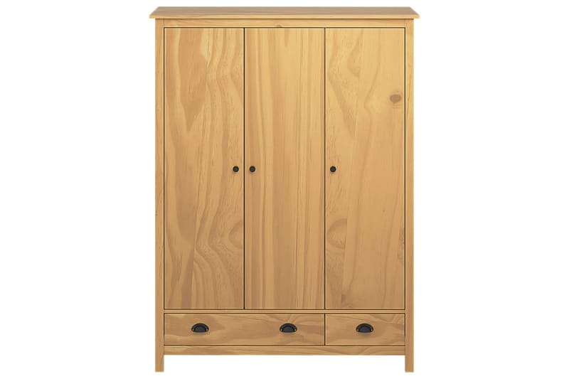 Garderob 3 dörrar Hill Range 127x50x170 cm massiv furu - Brun - Förvaring - Sko- & klädförvaring - Garderober & garderobssystem