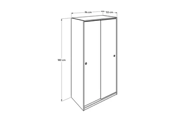 Garderob 94x182 cm 2 Skåp - Vit - Förvaring - Sko- & klädförvaring - Garderober & garderobssystem
