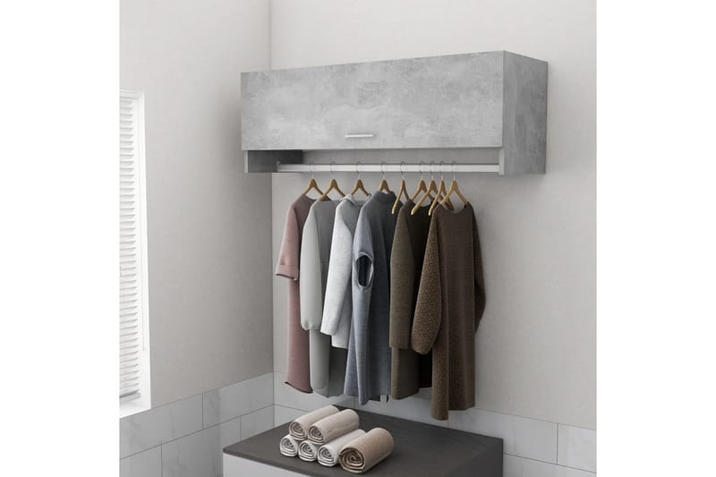 Garderob betonggrå 100x32,5x35 cm spånskiva - Betonggrå - Förvaring - Sko- & klädförvaring - Garderober & garderobssystem
