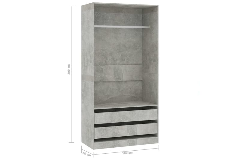 Garderob betonggrå 100x50x200 cm spånskiva - Grå - Förvaring - Sko- & klädförvaring - Garderober & garderobssystem