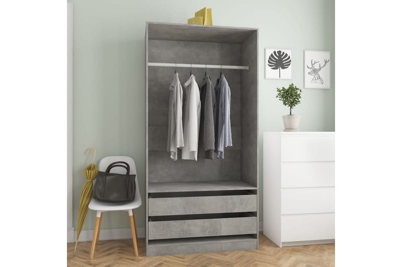 Garderob betonggrå 100x50x200 cm spånskiva - Grå - Förvaring - Sko- & klädförvaring - Garderober & garderobssystem