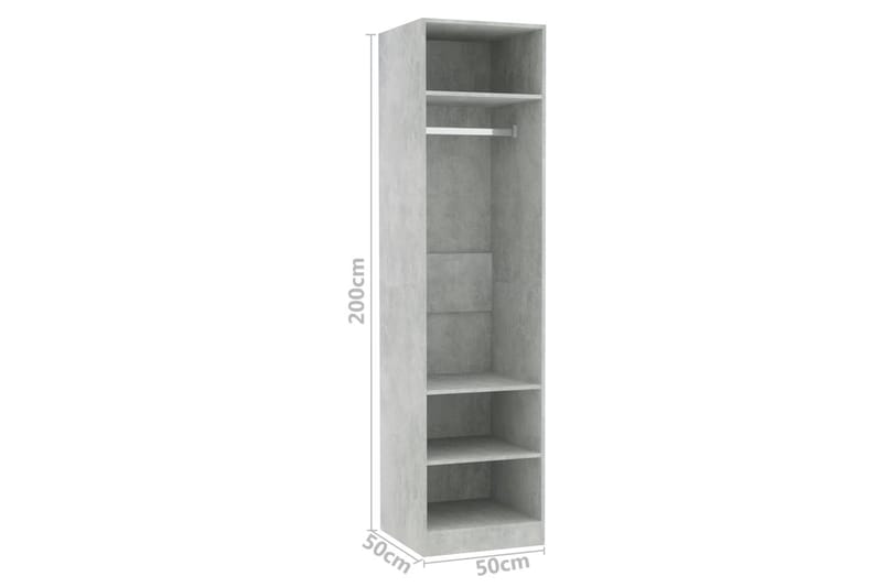 Garderob betonggrå 50x50x200 cm spånskiva - Grå - Förvaring - Sko- & klädförvaring - Garderober & garderobssystem