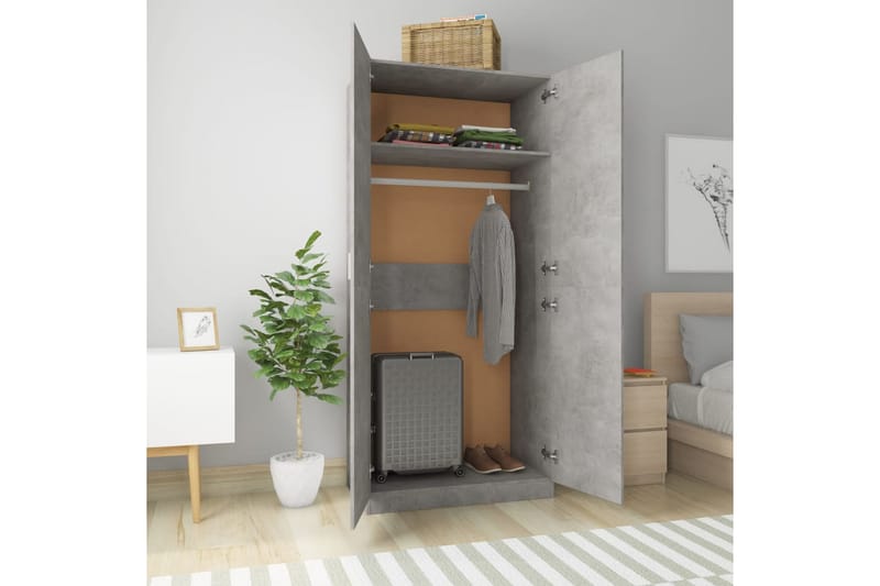 Garderob betonggrå 90x52x200 cm spånskiva - Grå - Förvaring - Sko- & klädförvaring - Garderober & garderobssystem