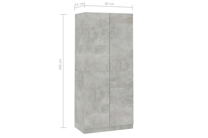 Garderob betonggrå 90x52x200 cm spånskiva - Grå - Förvaring - Sko- & klädförvaring - Garderober & garderobssystem