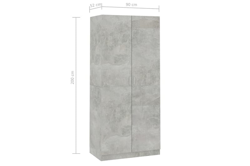Garderob betonggrå 90x52x200 cm spånskiva - Grå - Garderober & garderobssystem