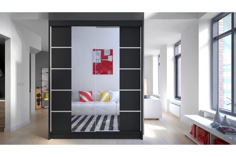 Garderob Camino LED-belysning - Svart - Förvaring - Sko- & klädförvaring - Garderober & garderobssystem